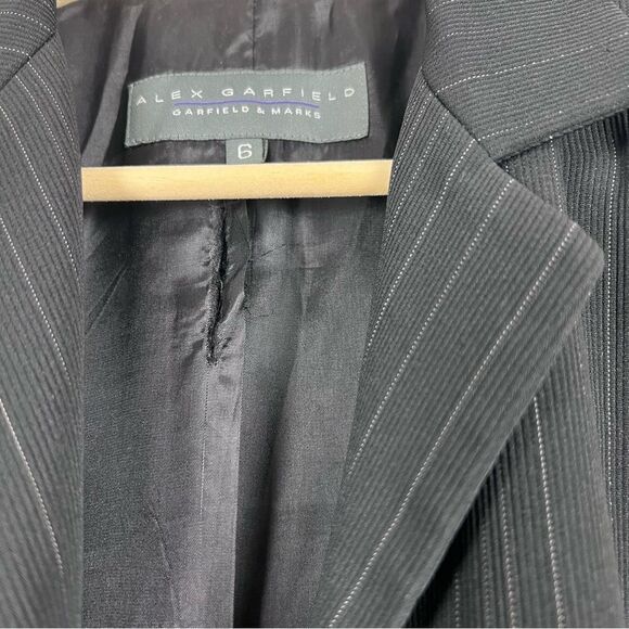 Vintage Alex Garfield Jacket Blazer Pinstripe Black Size 6 - Picture 3 of 4